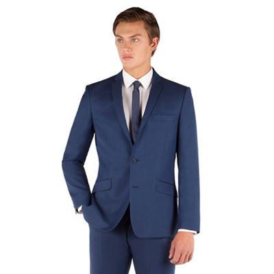 J by Jasper Conran J by Jasper Conran Blue plain 2 button front slim fit occasions suit jacket